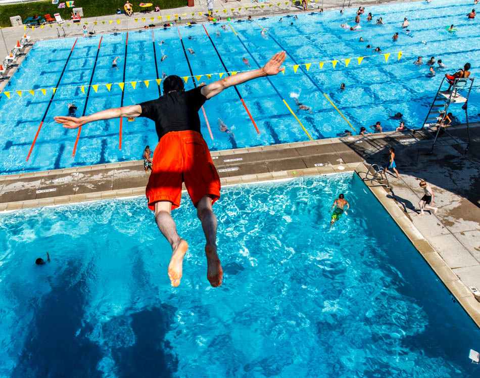 Enoch Foster dives off the platform, Cottonwood Heights Rec Center, Utah